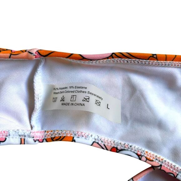 Shein Pink Floral Print Back Underwire Bikini Swimsuit Size Large NWOT 6 0457 - Picture 5 of 14